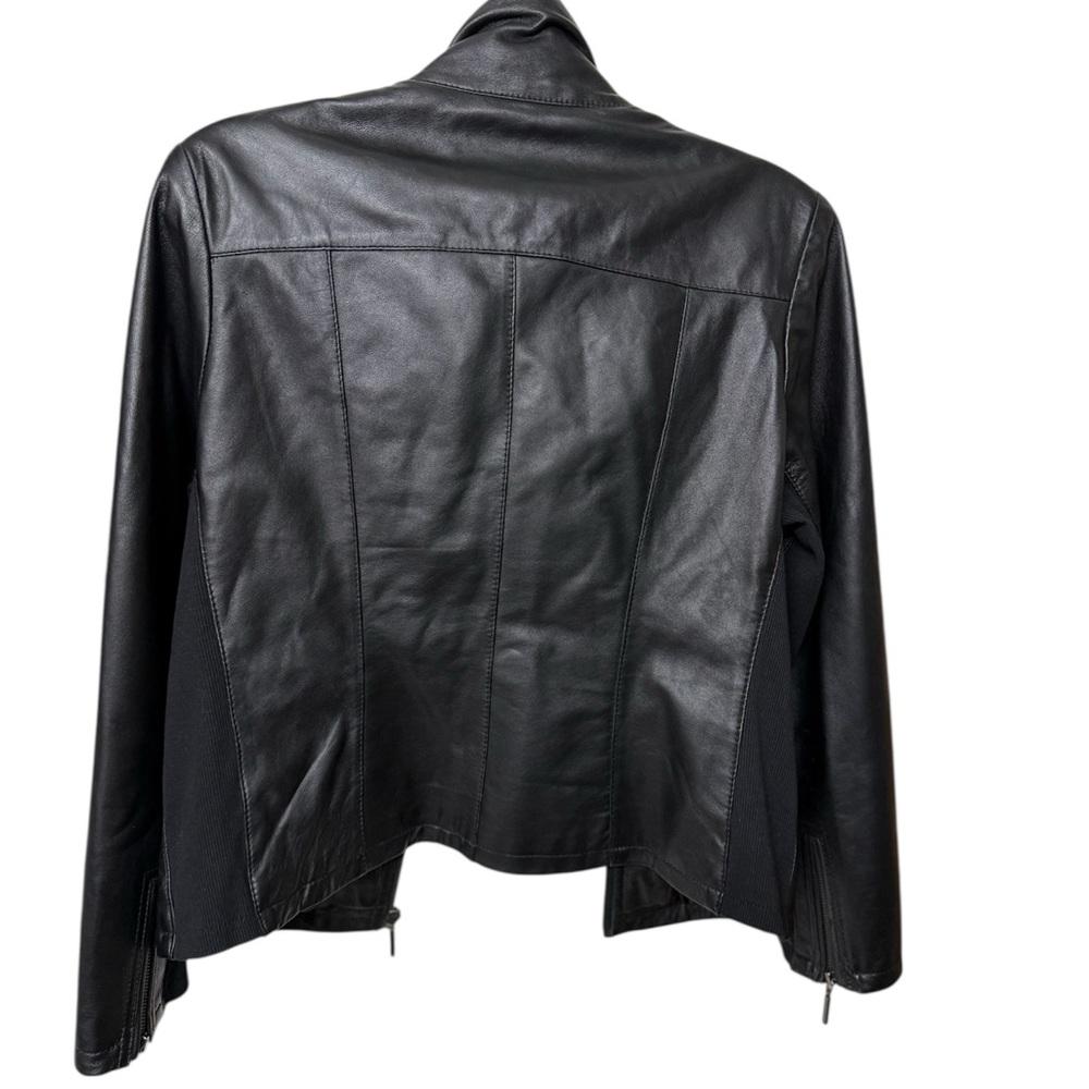 Chico's Classic Black Leather Jacket - Picture 4 of 9